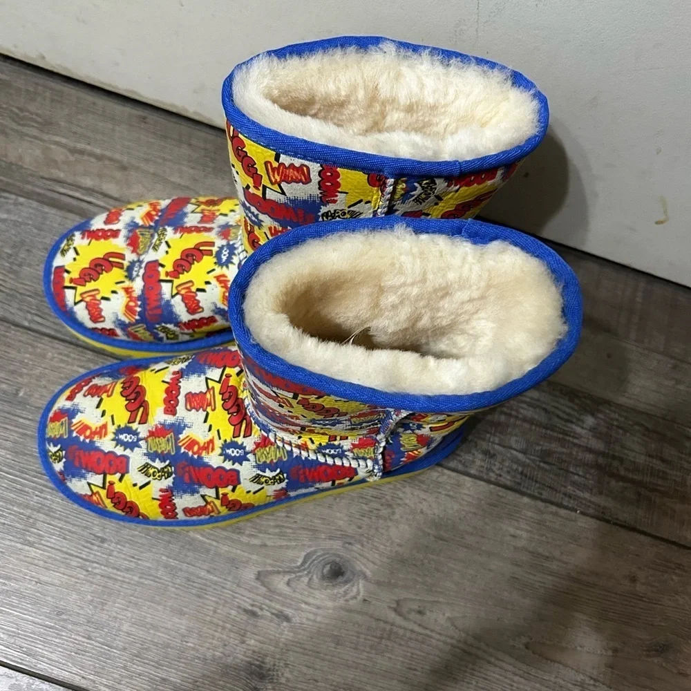 UGG Blue and Yellow Comic book superhero’s Boom 💥 Print Boots